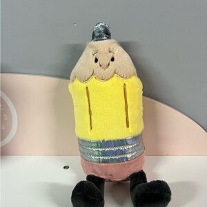 Whimsical Yellow and Pink Plush Pencil Decor